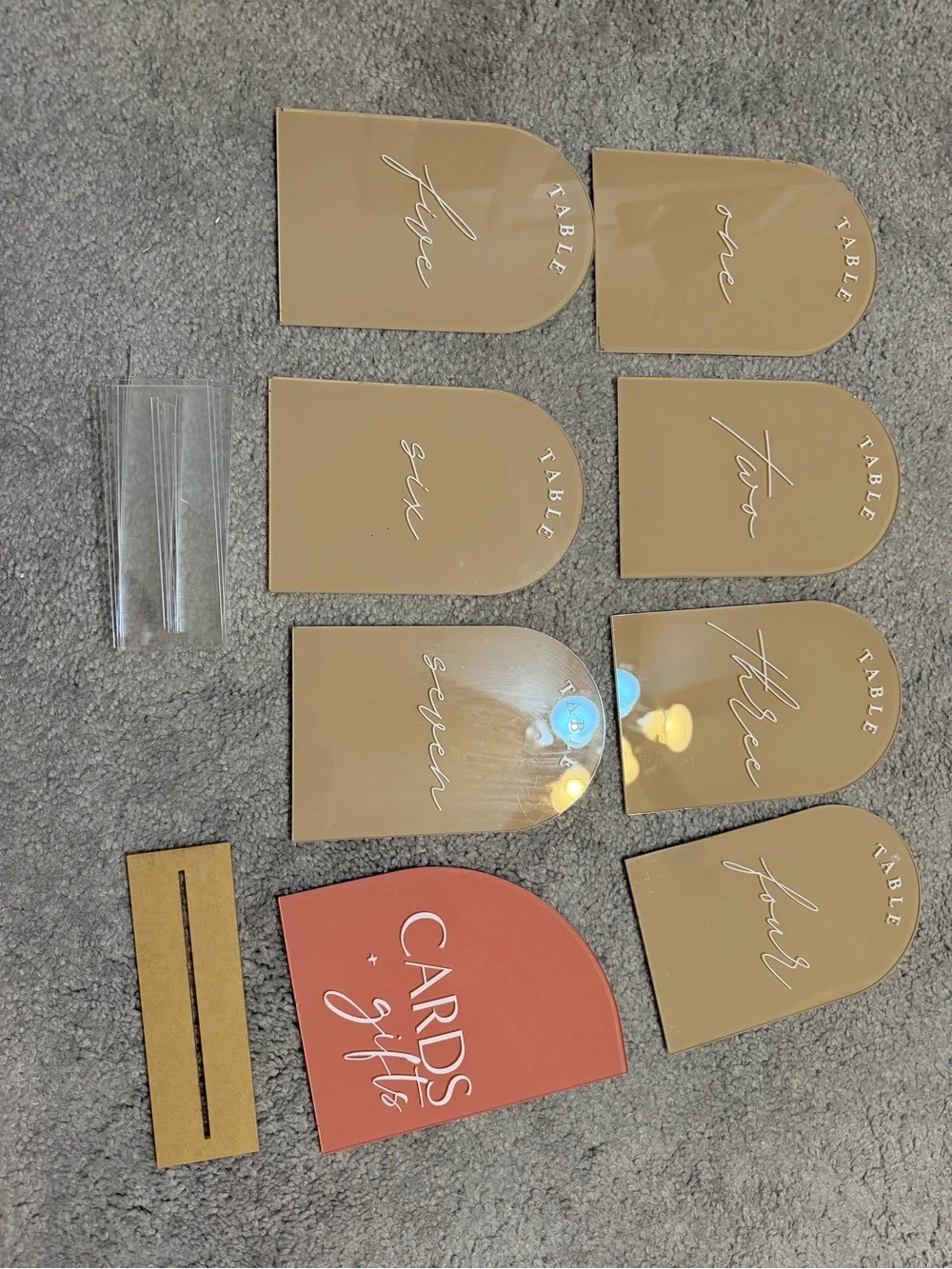 Nude Acrylic Table Number Set & Coral Cards Holder